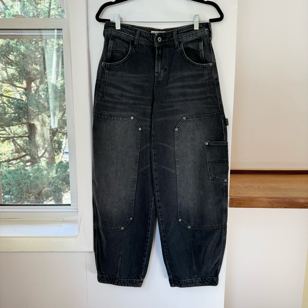 NWT Free People Loren Barrel Jeans Black 25